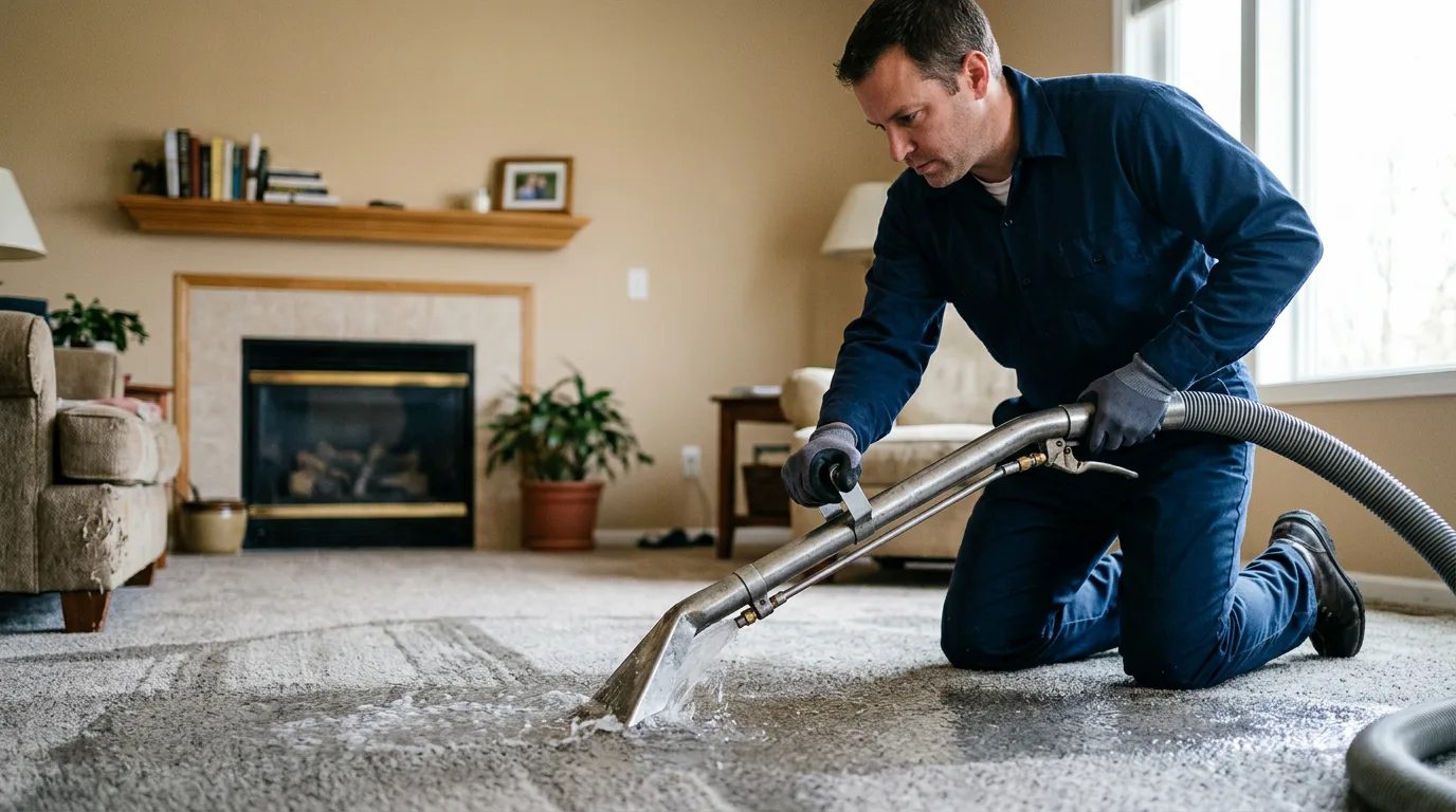 Water damage restoration technician working near Waynetown, IN